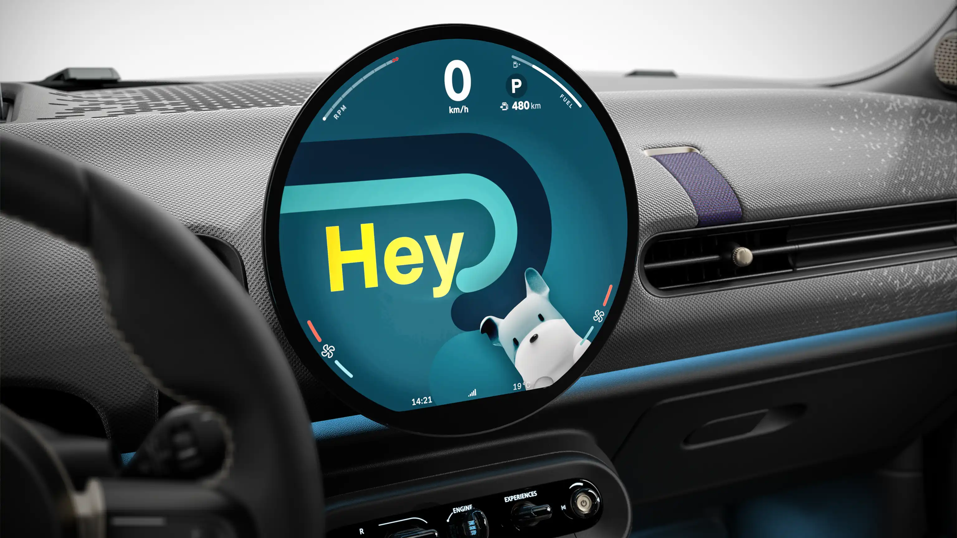 Vídeo detalhado do display do MINI Cooper Conversível mostrando a navegação.