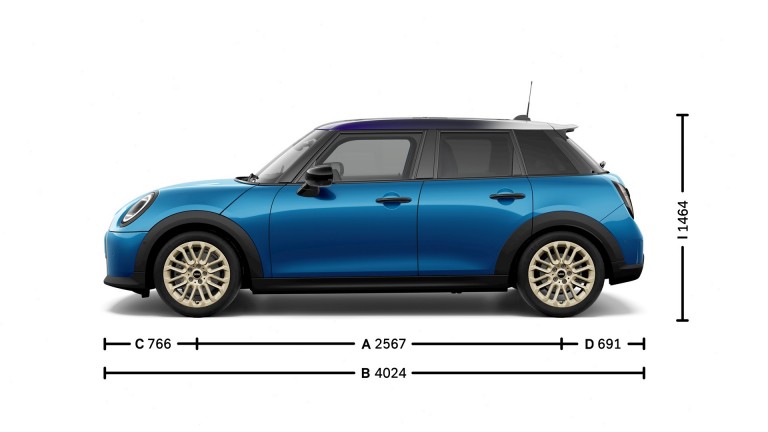 MINI Cooper 5 portas - dimensões - imagem de apresentação.